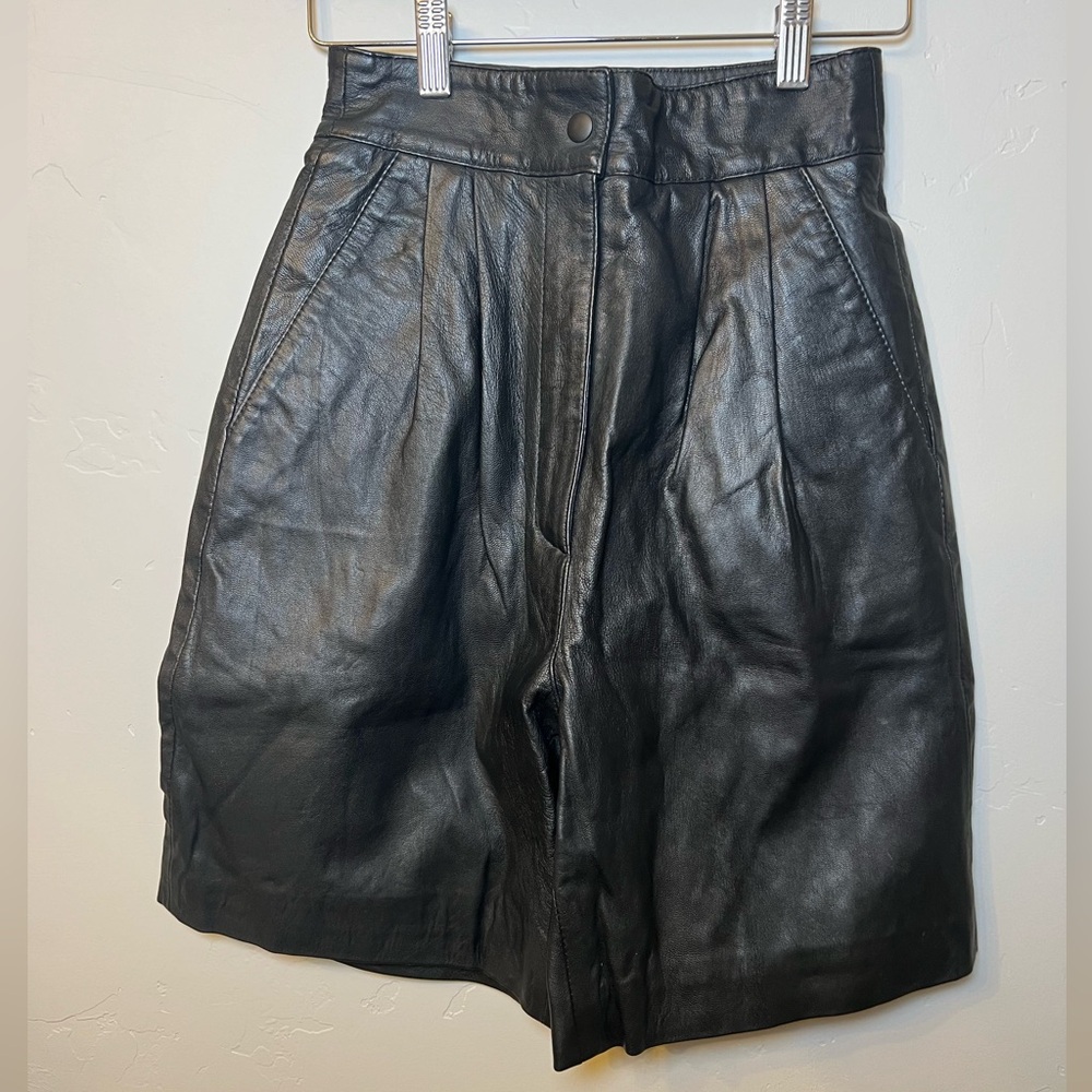 Vintage Ebony Leather High Waist Shorts